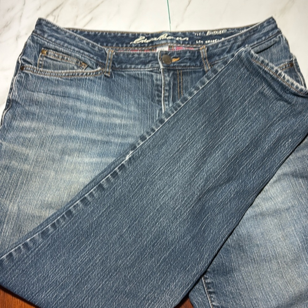 Eddie Bauer Woman’s Relax fit Boyfriend lined Blue Jeans Size 12.